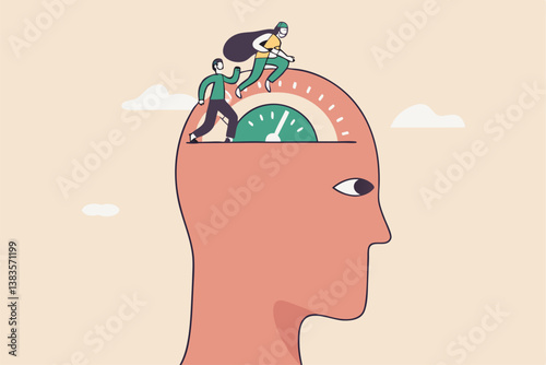 Change mindset, attitude or control mind, perception or thought, improve or develop thinking process, belief or optimistic thinking concept, people help shifting or switch gear on human brain.