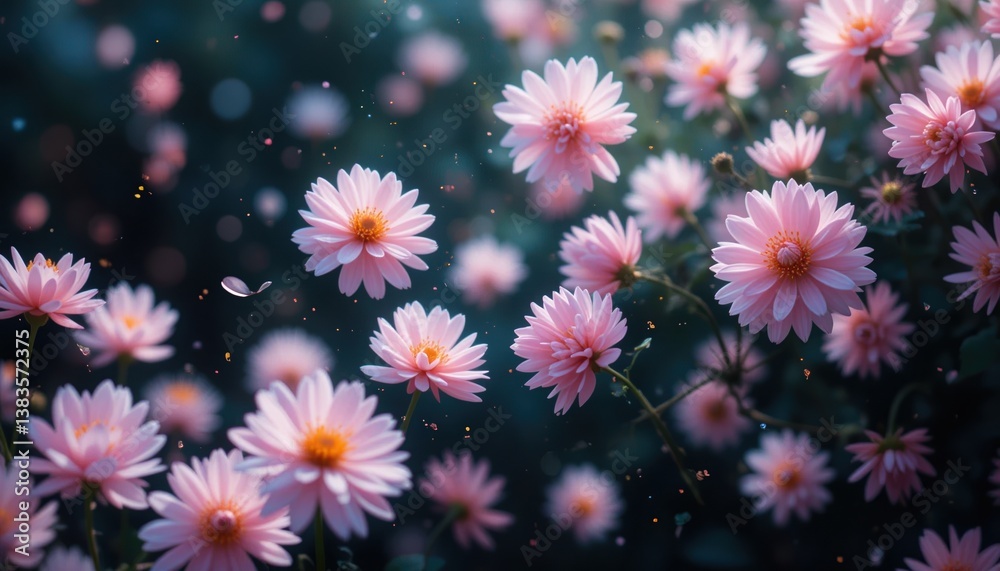 Fototapeta premium Delicate floral blooming event serene garden setting photography soft focus background natural beauty concept for seo impact