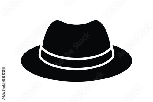 Silhouette art design of a fedora hat for women icon illustration.eps