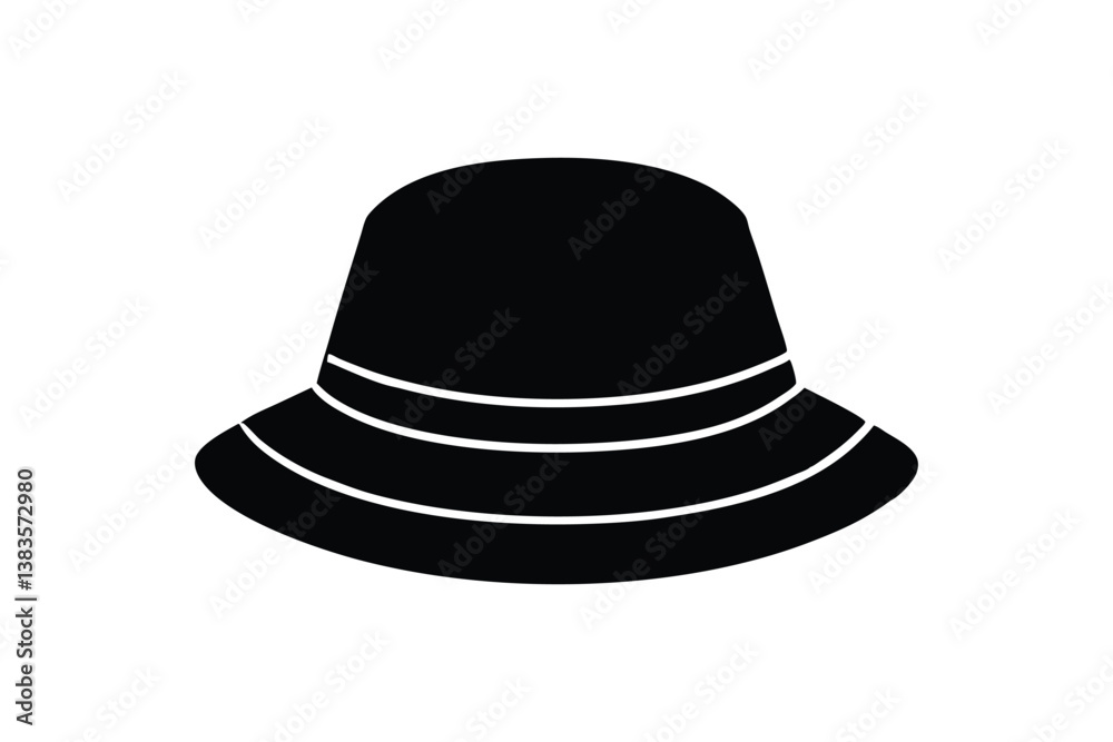 Silhouette art design of a stylish bucket hat for women icon illustration.eps Silhouette art design of a stylish bucket hat for women icon illustration.eps