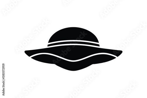 Silhouette art design of a sailor-style women's hat icon illustration.eps