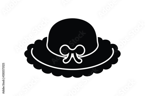 Silhouette art design of a Victorian-style bonnet hat icon illustration.eps