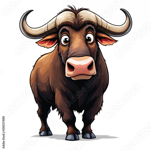 Adorable Cartoon Domestic water buffalo Vector Illustration
