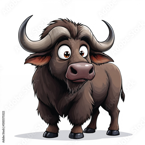 Adorable Cartoon Domestic water buffalo Vector Illustration