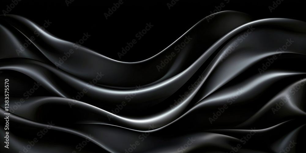 Fototapeta premium Flowing black waves in a smooth, abstract style 