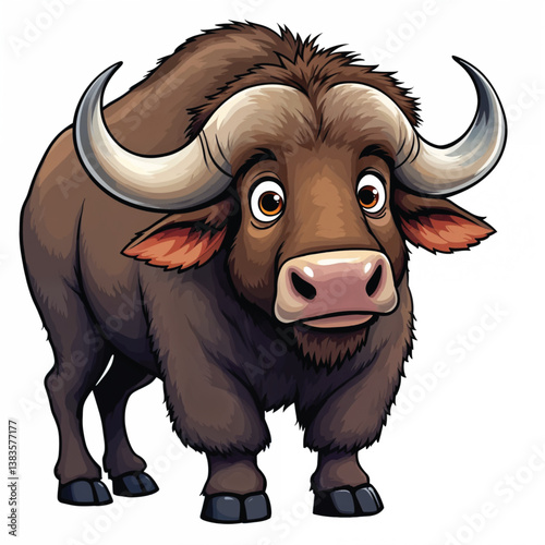 Adorable Cartoon Domestic water buffalo Vector Illustration
