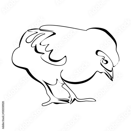 Single continuous line drawing the chick. Cute little chicken. One line design vector illustration