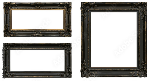 Set of Vintage Floral Frame Templates – Elegant Calligraphic Ornaments on White
