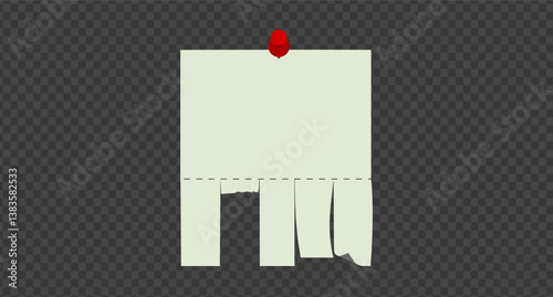 Empty blank sheet paper advertising. Tear-off ads.  Street signs with push pin. Tear off stripes. Street advertisement