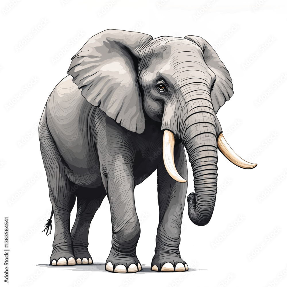 Fototapeta premium Adorable Cartoon Elephant Vector Illustration