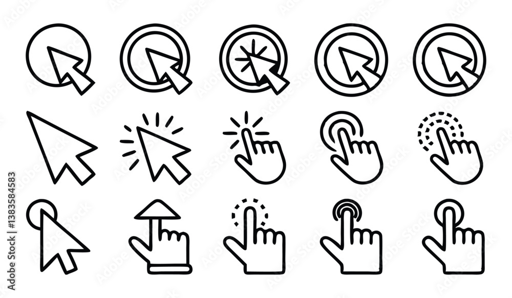pointer mouse click cursor icons set isolated o pointer mouse click cursor icons set isolated o
