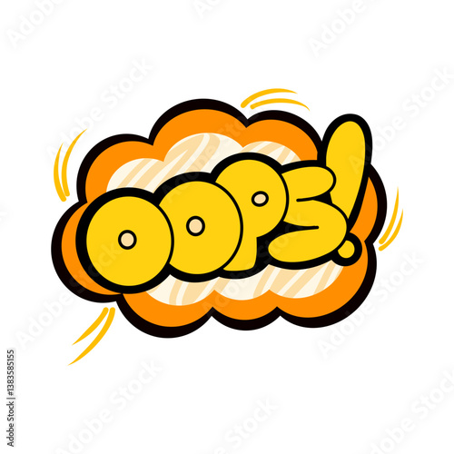 Speech bubble with text OOPS on white background in the style of the 90s. Vector illustration, comics boom boom bang vector element