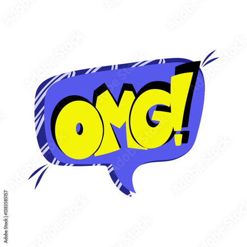 Speech bubble with text OMG on white background in the style of the 90s. Vector illustration, comics boom boom bang vector element