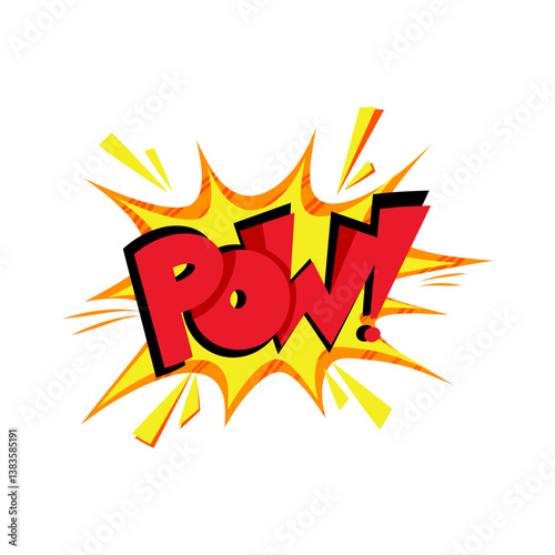 Speech bubble with text POW on white background in the style of the 90s. Vector illustration, comics boom boom bang vector element