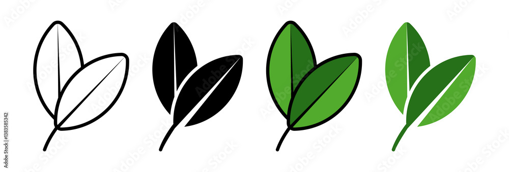 Leaf icon set. for mobile concept and web design on white background Leaf icon set. for mobile concept and web design on white background