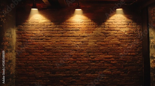 Aged brick wall lit by spotlights (3)