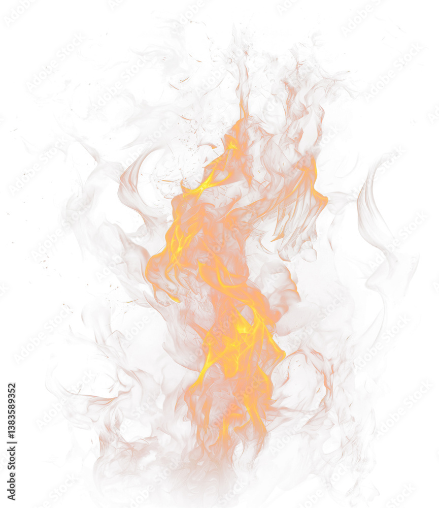 Fototapeta premium red and orange burning fire flames on white background.