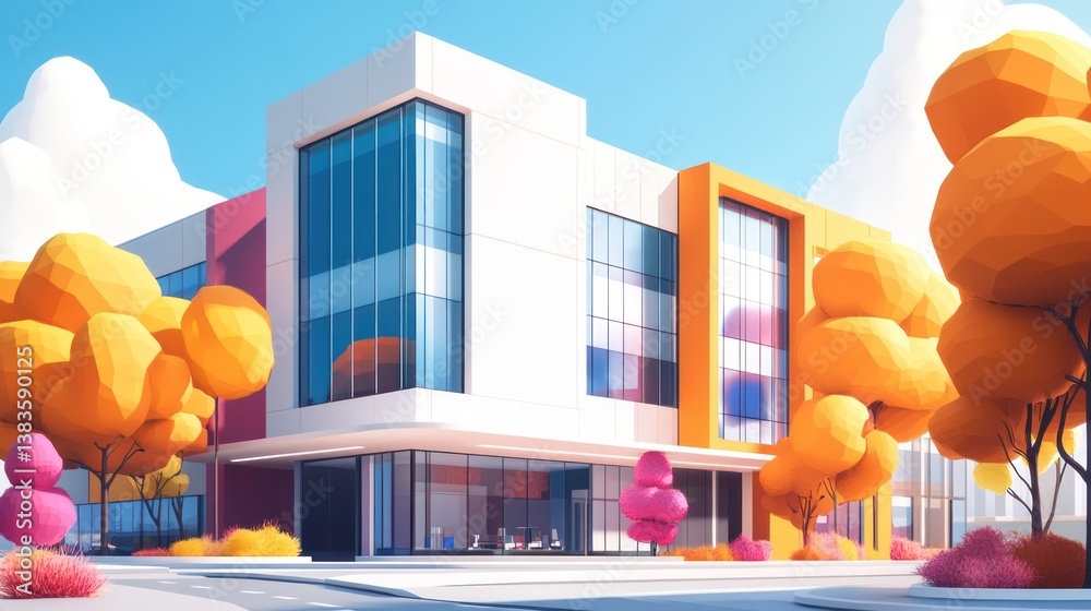 Modern building autumn day students campus education