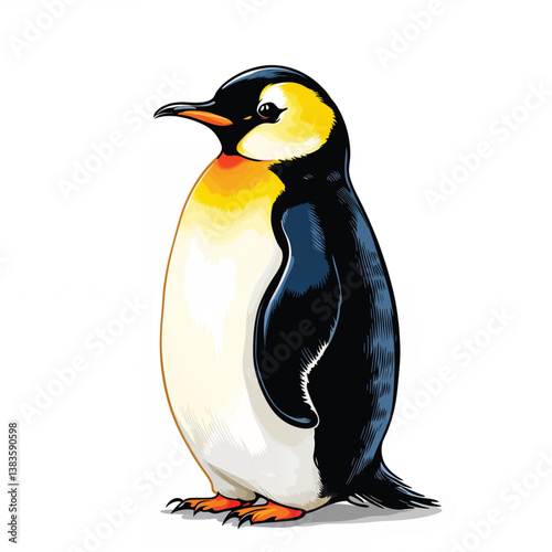 Adorable Cartoon Emperor Penguin Vector Illustration