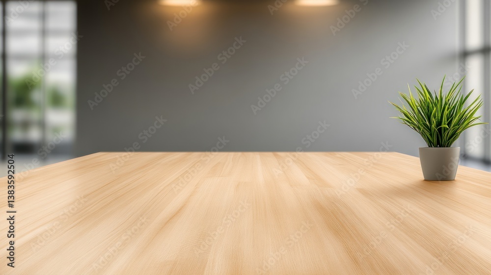 Modern Minimalist Office Desk with Plant Modern Minimalist Office Desk with Plant