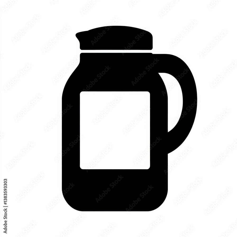 Simple black vector icon depicting a thermos bottle for outdoor activities and travel