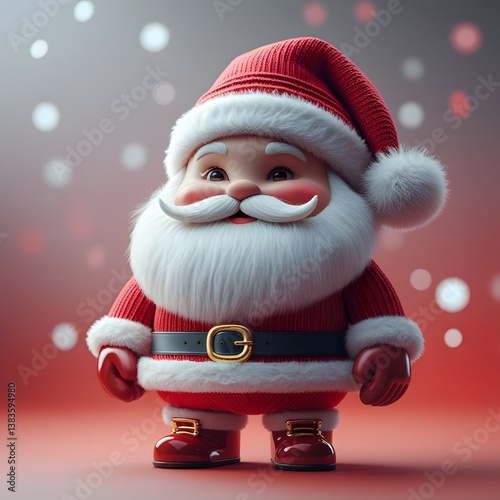 Pixelated Santa Claus on Red Background for Christmas. digital artwork. holiday, decoration. ai image
