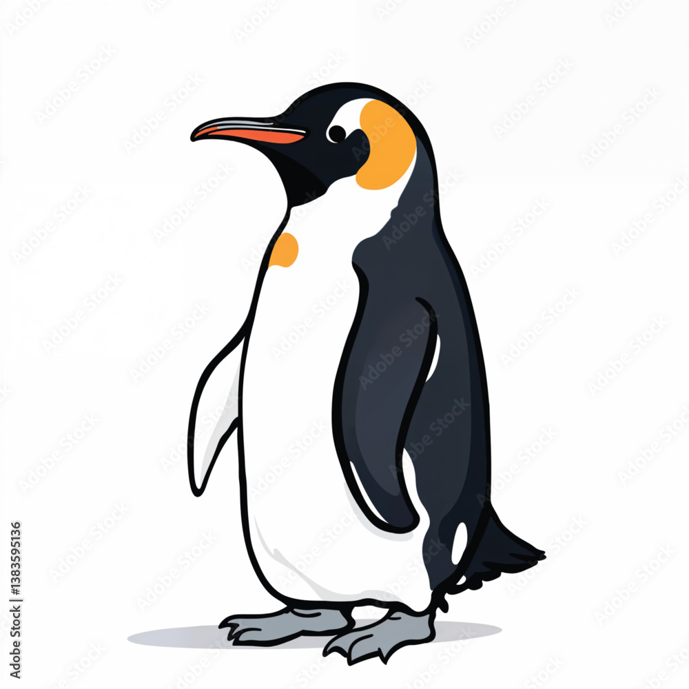Obraz premium Adorable Cartoon Emperor Penguin Vector Illustration