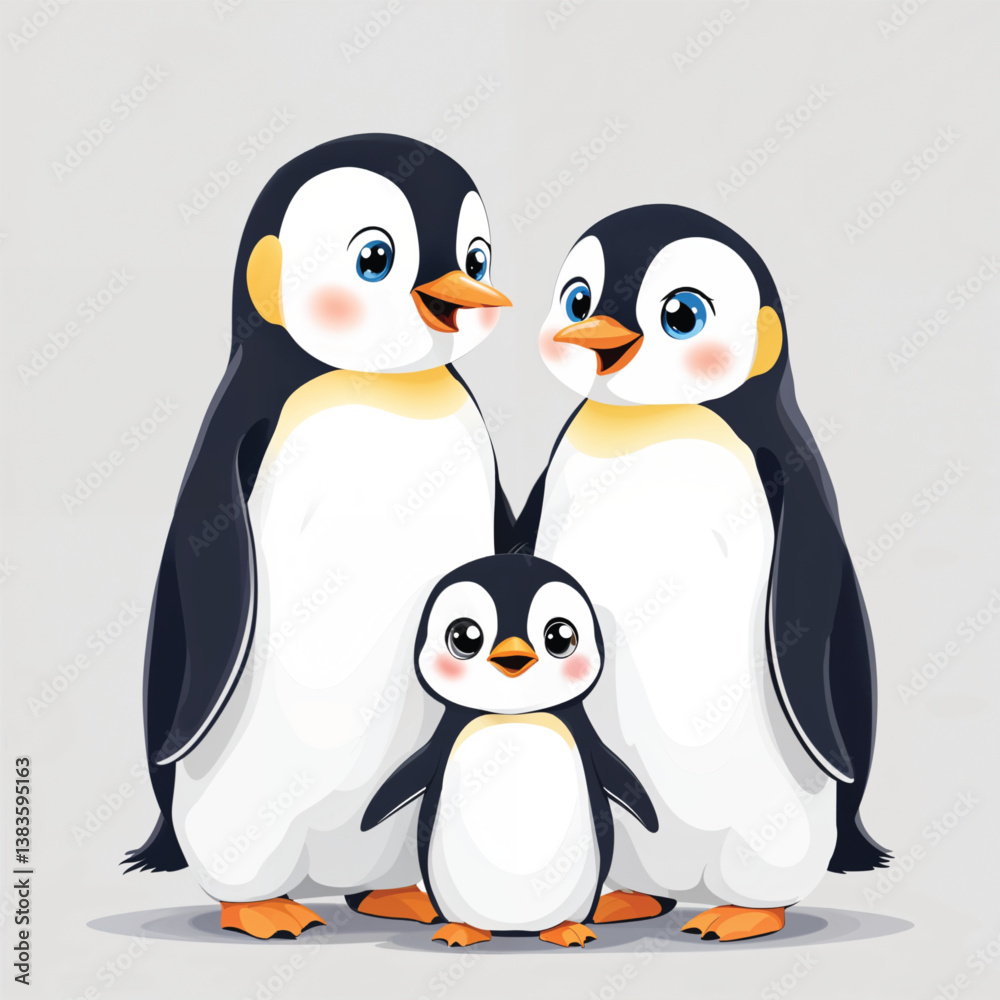 Fototapeta premium Adorable Cartoon Emperor Penguin Vector Illustration