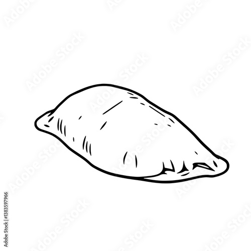Hand-Drawn Illustration Of A Single Baked Empanada