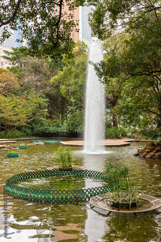 Obraz na płótnie The lotus pond in Kowloon Park, Kowloon, Hong Kong, China w salonie