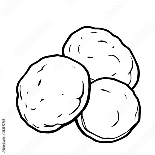 Three Round Cookies Line Art Illustration