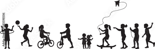 Kids Playing Silhouette Bundle | Outdoor Activity Clipart