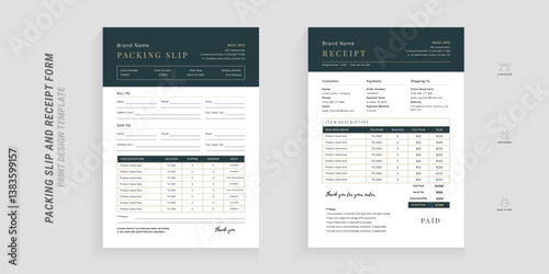 Modern Product packaging slip and receipt design template set