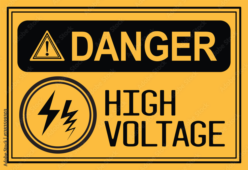 Fototapeta premium High Voltage Danger sign board illustration, suitable for warning projects