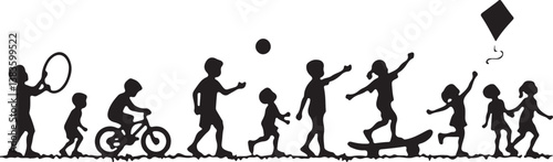 Kids Playing Silhouette Bundle | Outdoor Activity Clipart