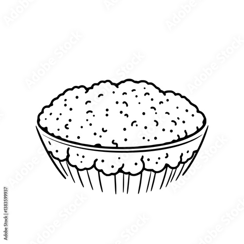 Hand-Drawn Illustration Of A Bowl Of Granular Food