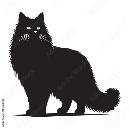 Gentle Ragdoll silhouette, capturing its sweet and mild temperament – Ragdoll illustration – Ragdoll vector – cat silhouette

