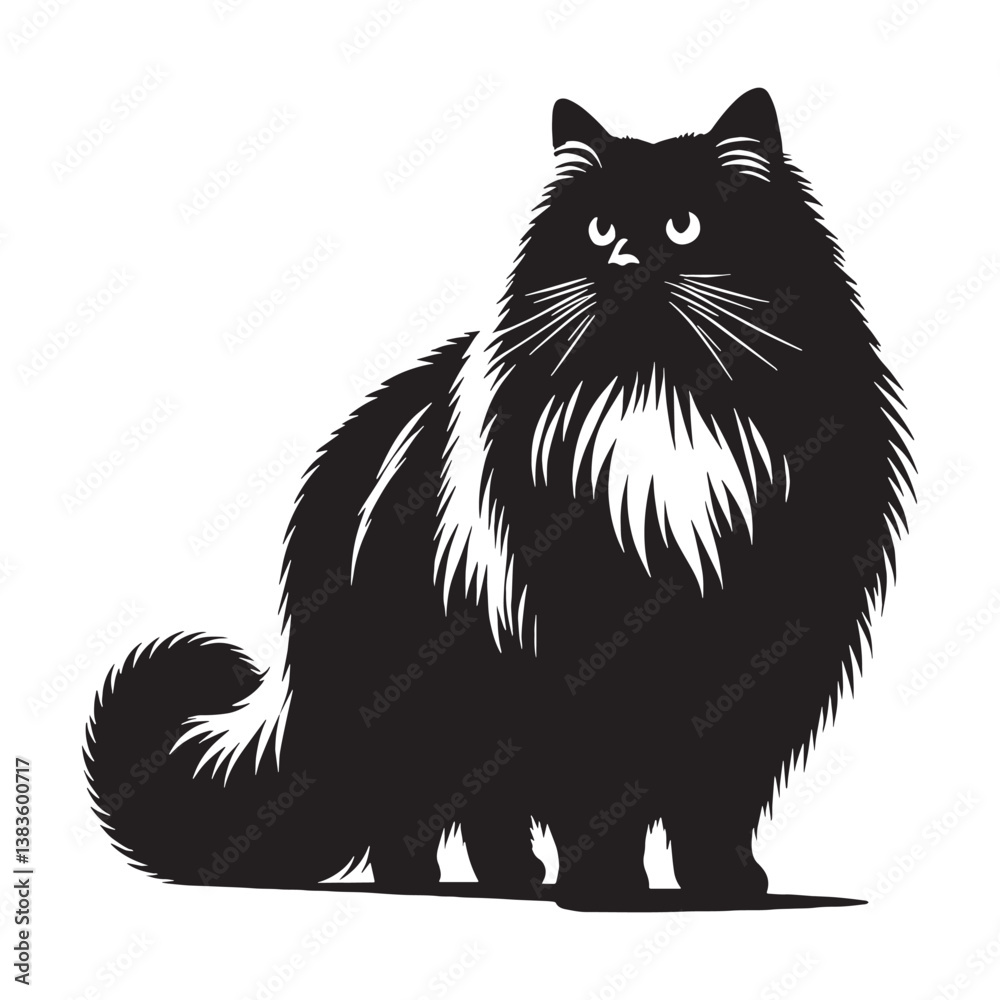 Elegant Ragdoll silhouette, showcasing its soft and luxurious fur – Ragdoll illustration – Ragdoll vector – cat silhouette
Elegant Ragdoll silhouette, showcasing its soft and luxurious fur – Ragdoll illustration – Ragdoll vector – cat silhouette