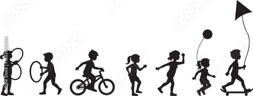 Kids Playing Silhouette Bundle | Outdoor Activity Clipart