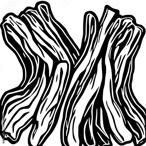 Stylized Black And White Illustration Of Bacon Strips