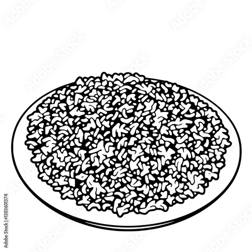 A Serving Of Cooked Rice On A Plate