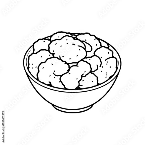 Bowl of Crispy Fried Chicken Nuggets Illustration