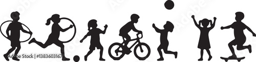 Kids Playing Silhouette Bundle | Outdoor Activity Clipart