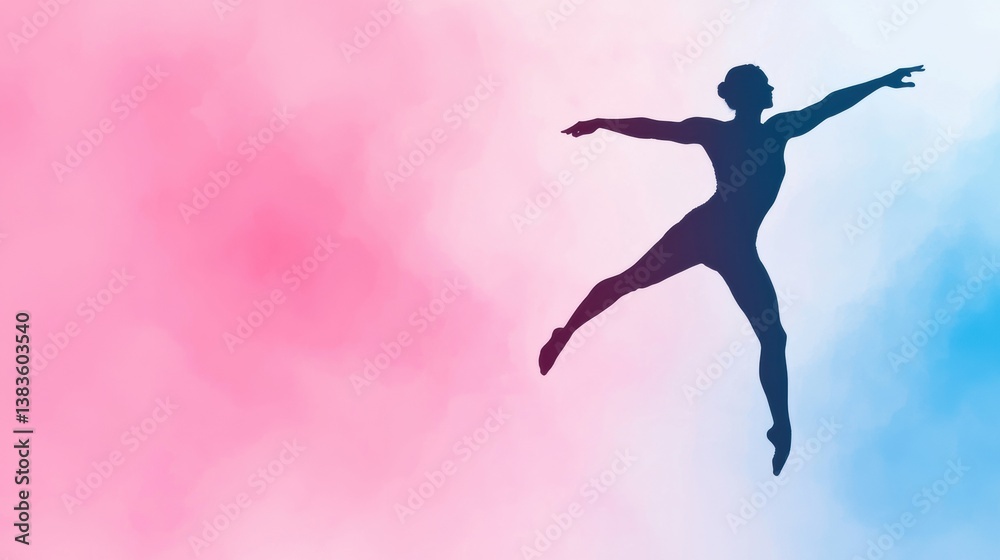 Dancer silhouette on colorful abstract background