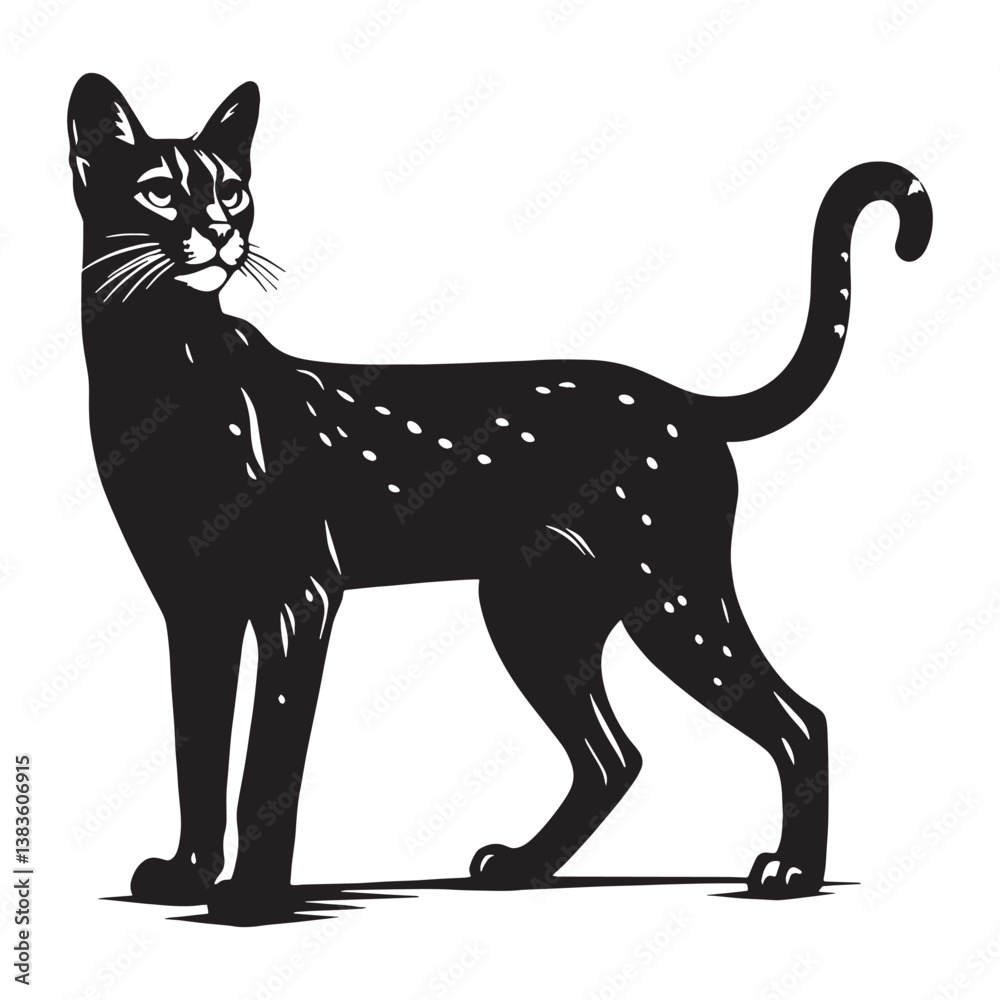 Fototapeta premium Dynamic Savannah silhouette, showcasing its agility and energy – Savannah illustration – Savannah vector – cat silhouette
