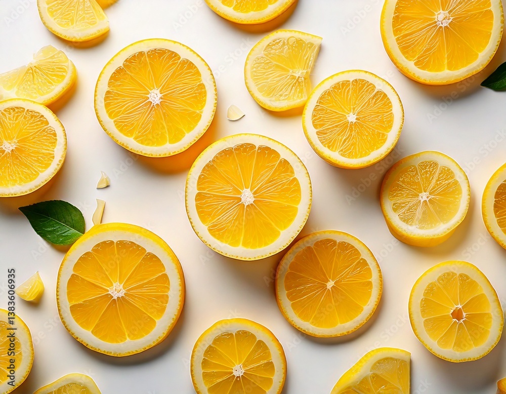 Enjoying the refreshing tang of local lemons! White background, and slices of lemons