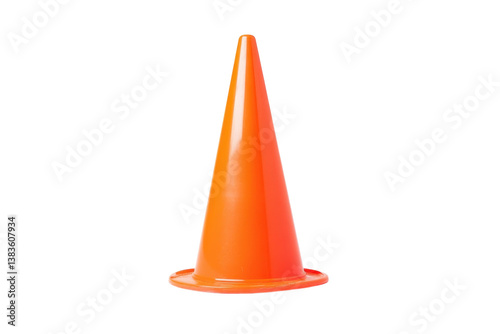 Bright orange traffic cone standing upright on a clean surface, symbolizing safety and caution