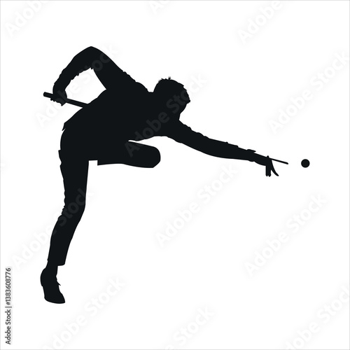Snooker, billiard or pool player, isolated vector silhouette