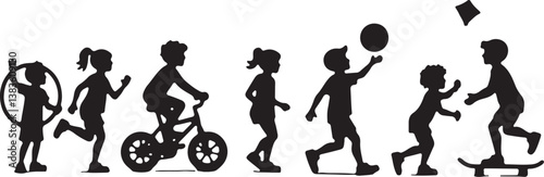 Kids Playing Silhouette Bundle | Outdoor Activity Clipart