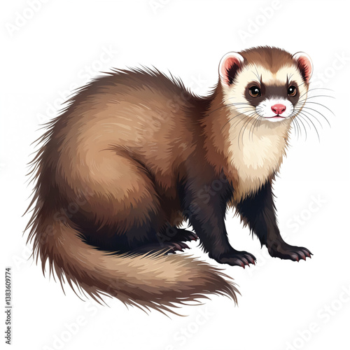 Adorable Cartoon Ferret Vector Illustration